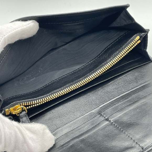 PRADA Black/Nero Nappa Leather Long Wallet stitched wave design - Picture 8 of 13